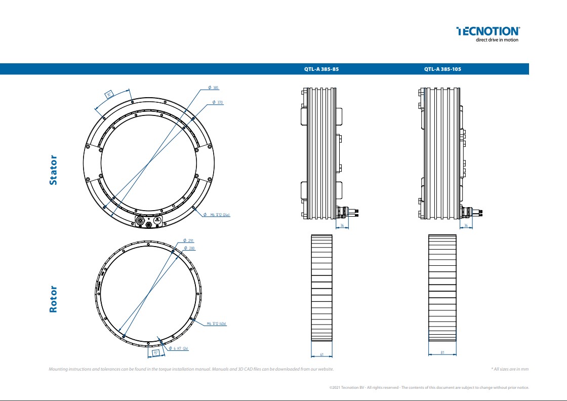 TORQUE MOTORS | FRAMELESS | QTL 385 Series